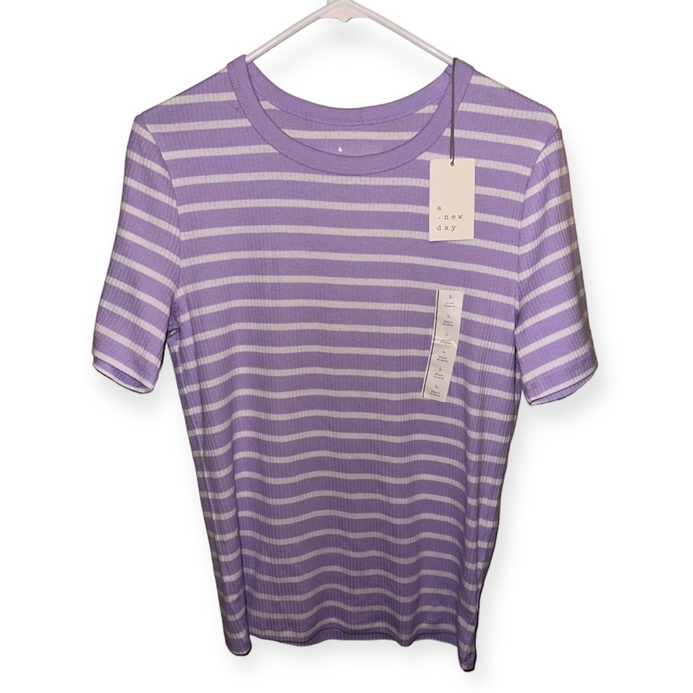 BNWT A New Day Purple Striped Blouse